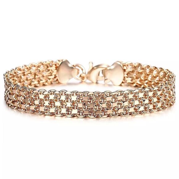 💎206💎 18K Gold Plated Rolo Chunky Link Bracelet - Picture 4 of 16